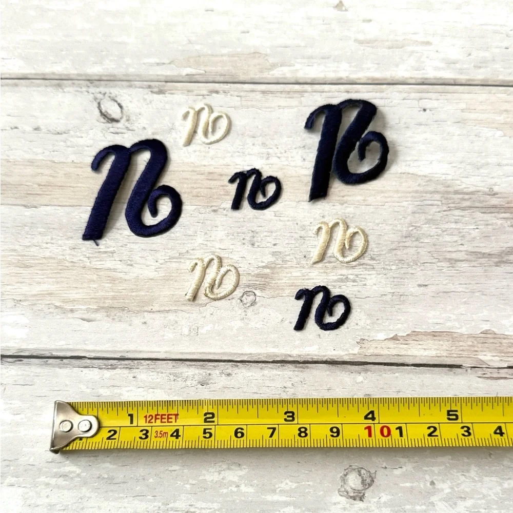 Embroidered Letters Personalized Initials Monogram Craft Blue Cream White 7ct